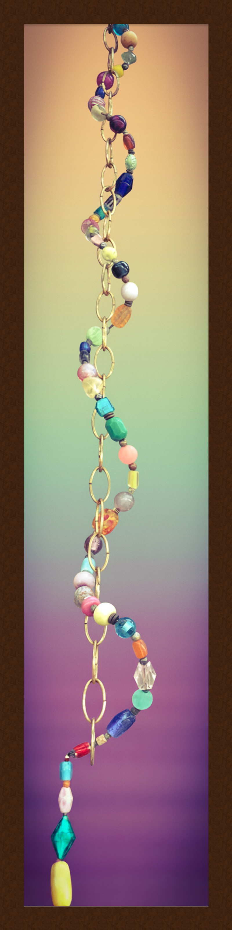 Hanging artwork displayed in sunlight